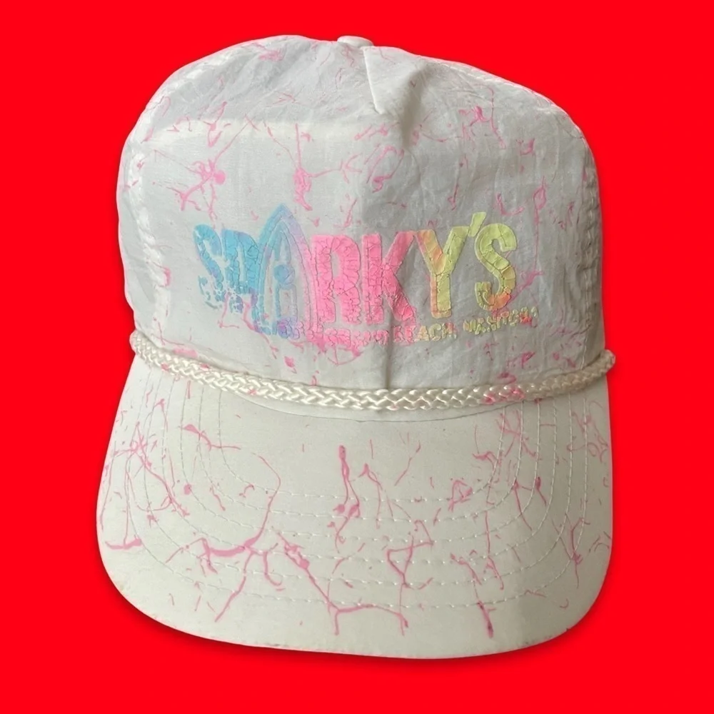 Vintage Sparky’s Beach Snapback Hat White OS - Picture 1 of 4